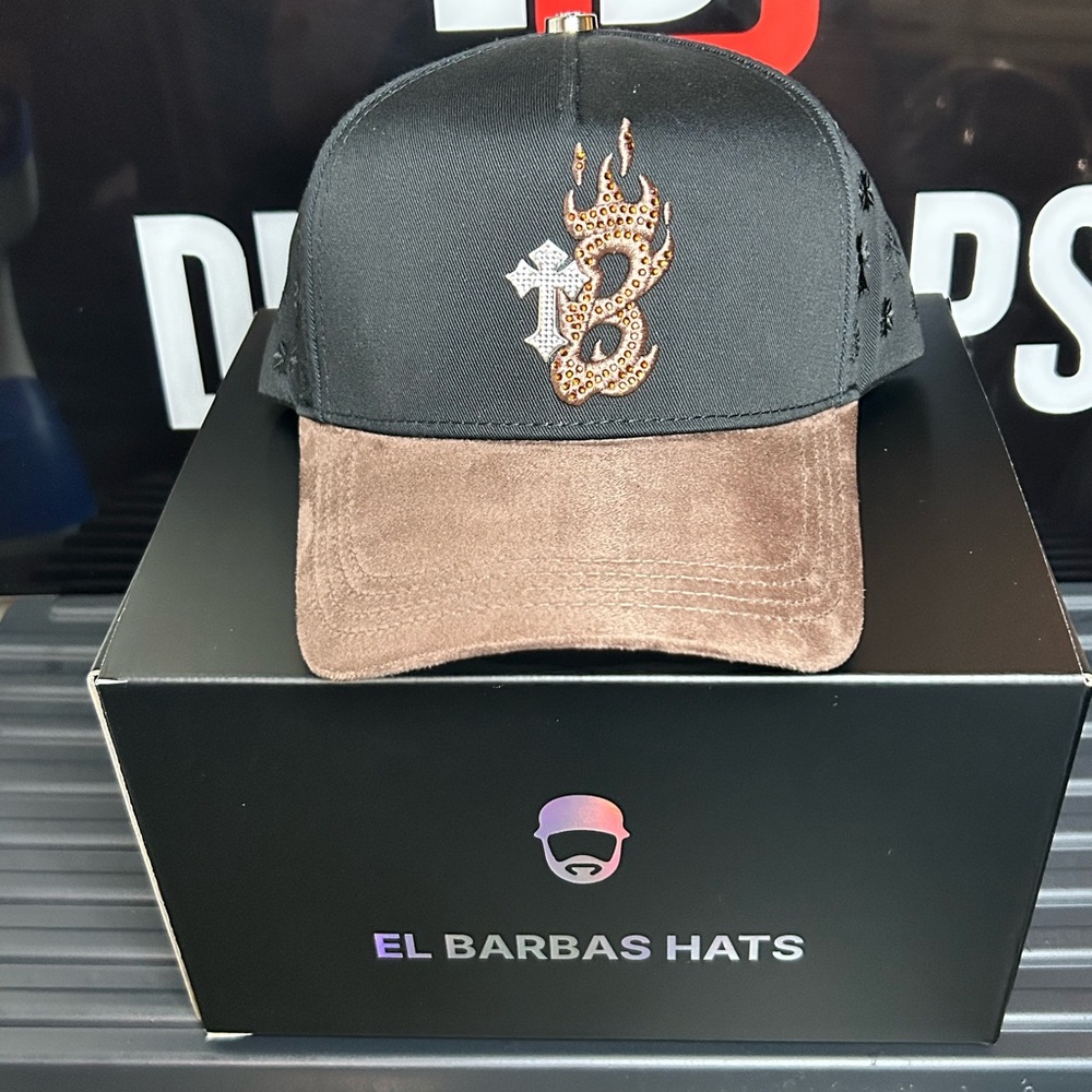 BARBAS HATS B CROSS NFC AUTHENTIC Black and Brown Cap with Embroidered Design